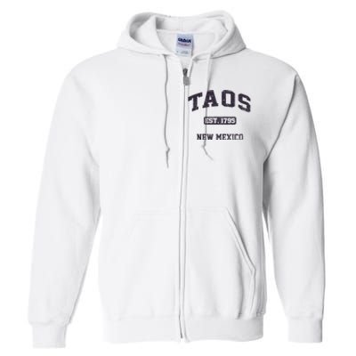 Taos New Mexico NM Vintage State Athletic Style Full Zip Hoodie