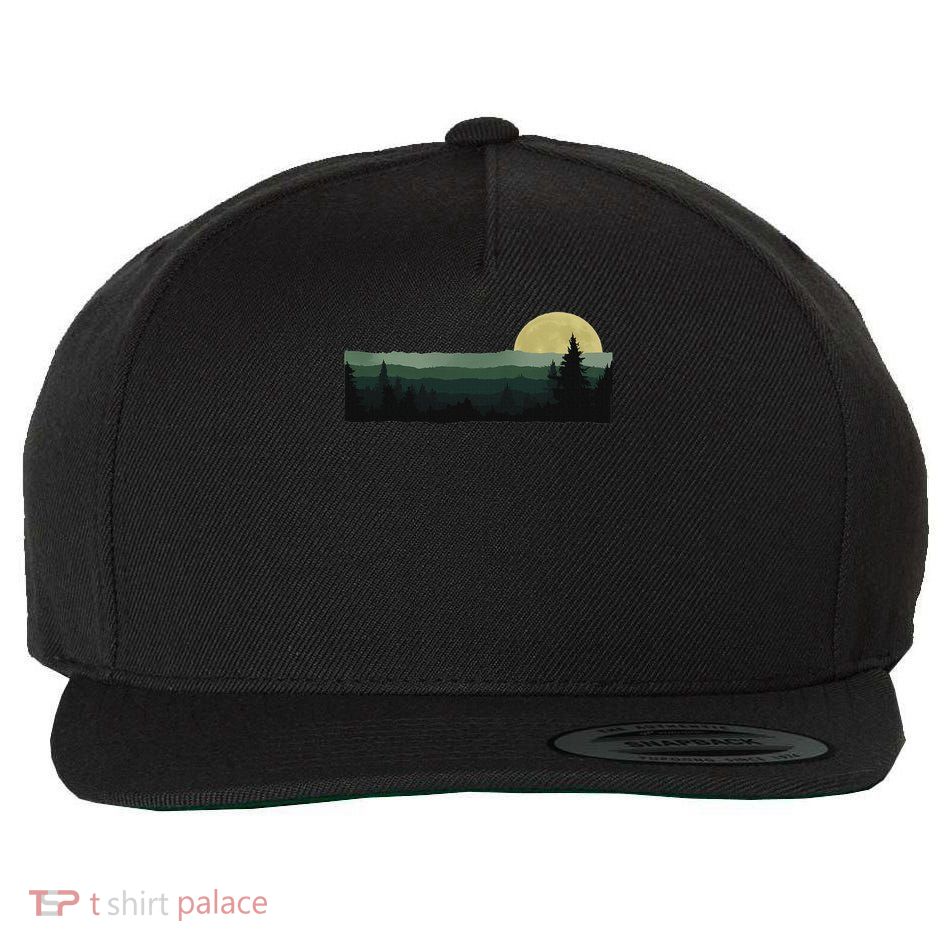 Trees Nature Mountains Adventure Outdoor Wildlife Forest Wool Snapback Cap