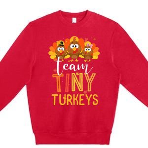 Thanksgiving NICU Nurse Team Tiny Turkeys in Fall Premium Crewneck Sweatshirt