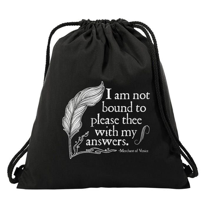 Theatre Nerd Not Bound To Please Thee Gift Shakespeare Drawstring Bag