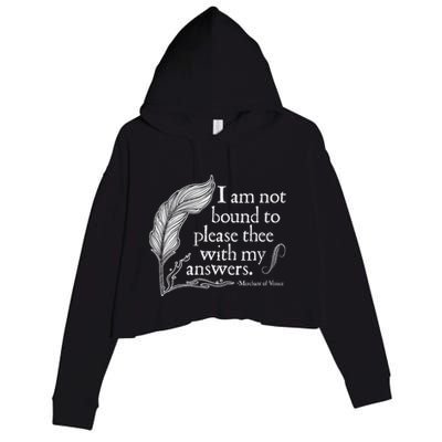 Theatre Nerd Not Bound To Please Thee Gift Shakespeare Crop Fleece Hoodie