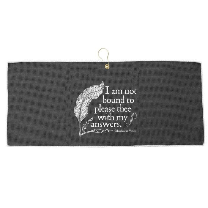 Theatre Nerd Not Bound To Please Thee Gift Shakespeare Large Microfiber Waffle Golf Towel
