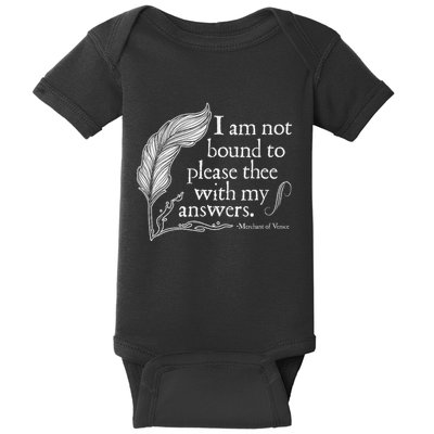 Theatre Nerd Not Bound To Please Thee Gift Shakespeare Baby Bodysuit