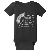 Theatre Nerd Not Bound To Please Thee Gift Shakespeare Baby Bodysuit