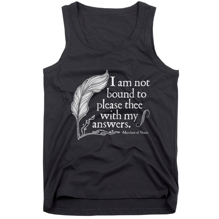 Theatre Nerd Not Bound To Please Thee Gift Shakespeare Tank Top