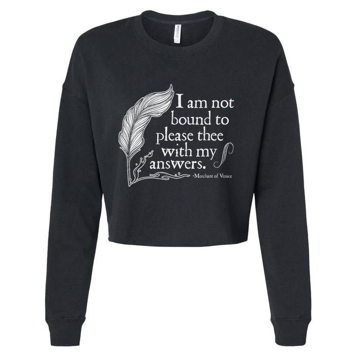 Theatre Nerd Not Bound To Please Thee Gift Shakespeare Cropped Pullover Crew