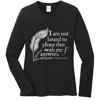 Theatre Nerd Not Bound To Please Thee Gift Shakespeare Ladies Long Sleeve Shirt