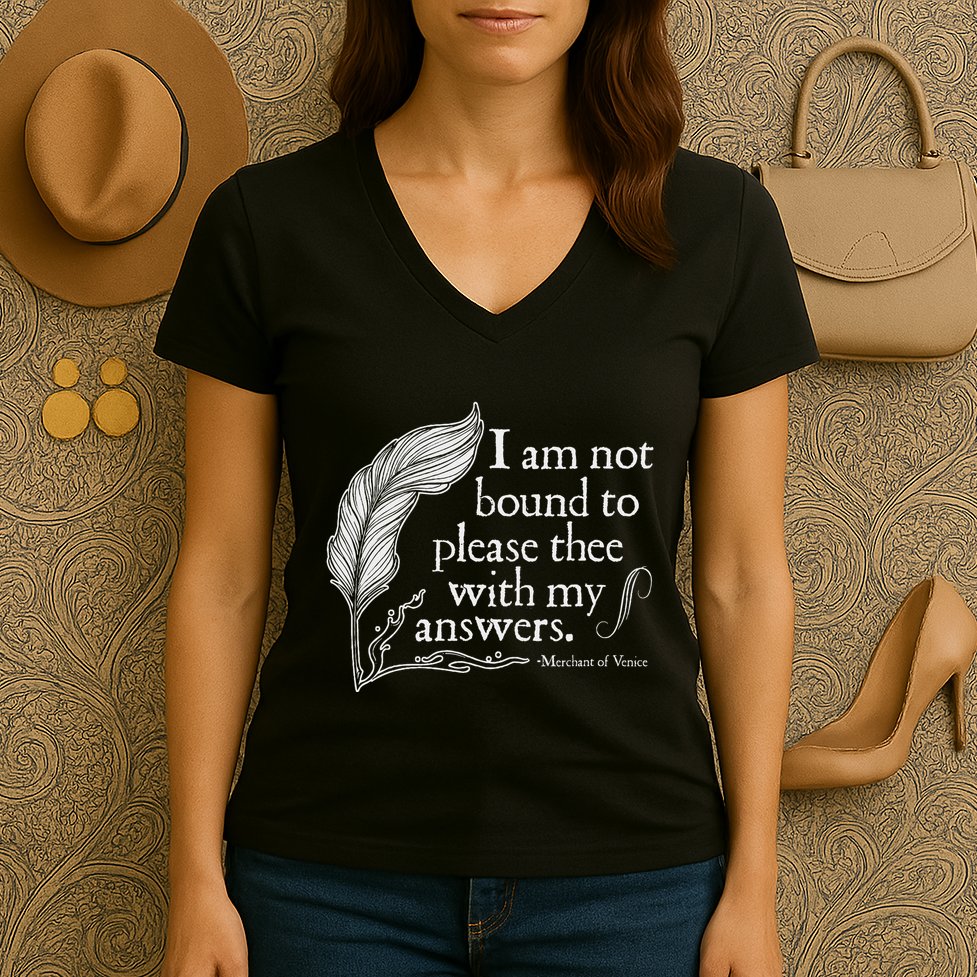 Theatre Nerd Not Bound To Please Thee Gift Shakespeare Women's V-Neck T-Shirt