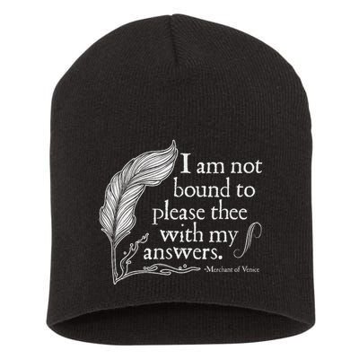 Theatre Nerd Not Bound To Please Thee Gift Shakespeare Short Acrylic Beanie