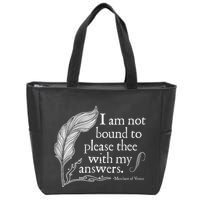 Theatre Nerd Not Bound To Please Thee Gift Shakespeare Zip Tote Bag