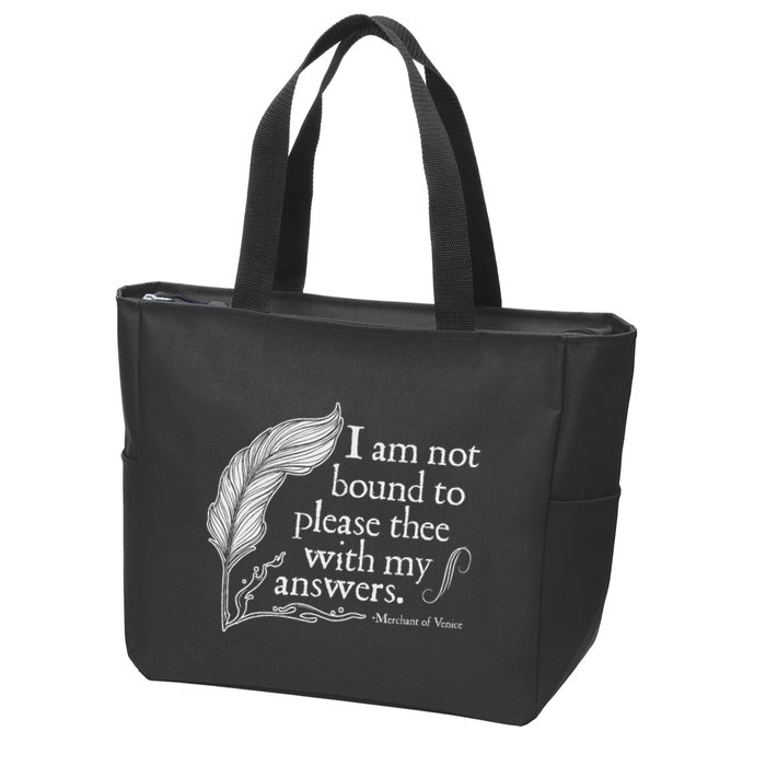 Theatre Nerd Not Bound To Please Thee Gift Shakespeare Zip Tote Bag