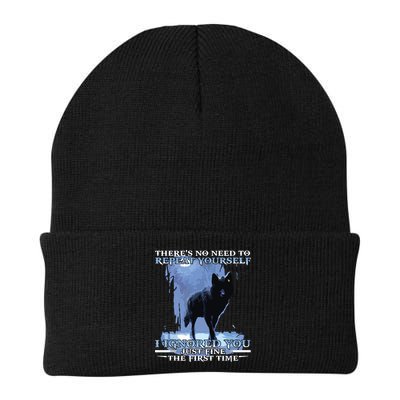 There's No Need To Repeat Yourself I Ignored Funny Wolf Beanie