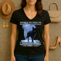 There's No Need To Repeat Yourself I Ignored Funny Wolf Women's V-Neck T-Shirt