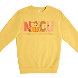 Thanksgiving Nicu Nurse Caring For The Cutest Little Turkey Premium Crewneck Sweatshirt