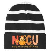 Thanksgiving Nicu Nurse Caring For The Cutest Little Turkey Striped Beanie with Solid Band