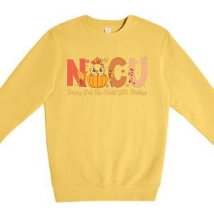 Thanksgiving Nicu Nurse Caring For The Cutest Little Turkey Premium Crewneck Sweatshirt