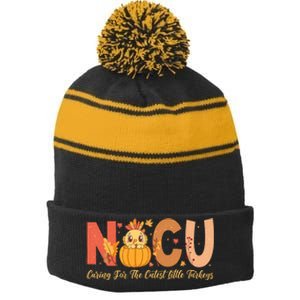 Thanksgiving Nicu Nurse Caring For The Cutest Little Turkey Stripe Pom Pom Beanie