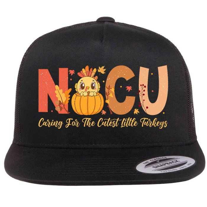 Thanksgiving Nicu Nurse Caring For The Cutest Little Turkey Flat Bill Trucker Hat