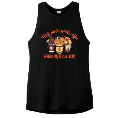 This Nurse Needs Coffee Funny Halloween Graphic Plus Size Ladies PosiCharge Tri-Blend Wicking Tank