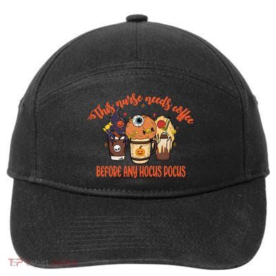 This Nurse Needs Coffee Funny Halloween Graphic Plus Size 7-Panel Snapback Hat