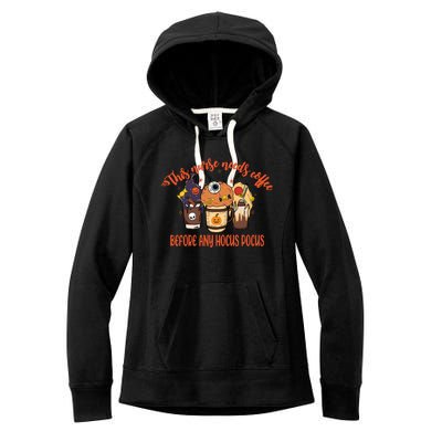 This Nurse Needs Coffee Funny Halloween Graphic Plus Size Women's Fleece Hoodie