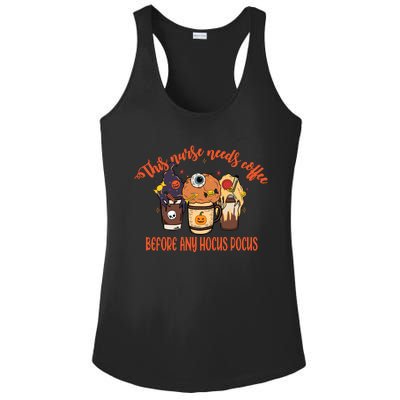 This Nurse Needs Coffee Funny Halloween Graphic Plus Size Ladies PosiCharge Competitor Racerback Tank