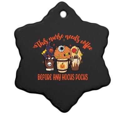 This Nurse Needs Coffee Funny Halloween Graphic Plus Size Ceramic Star Ornament