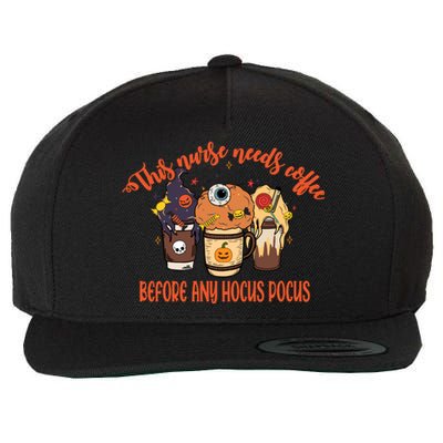 This Nurse Needs Coffee Funny Halloween Graphic Plus Size Wool Snapback Cap