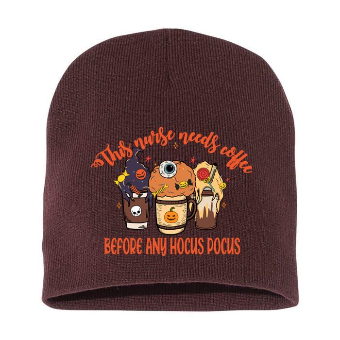 This Nurse Needs Coffee Funny Halloween Graphic Plus Size Short Acrylic Beanie