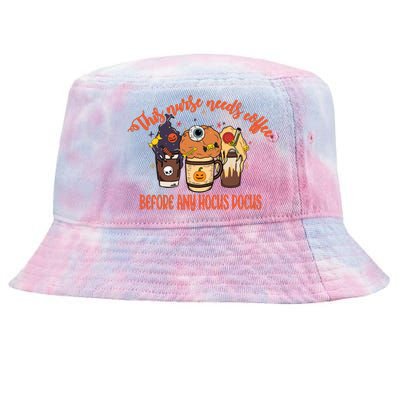 This Nurse Needs Coffee Funny Halloween Graphic Plus Size Tie-Dyed Bucket Hat