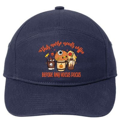 This Nurse Needs Coffee Funny Halloween Graphic Plus Size 7-Panel Snapback Hat