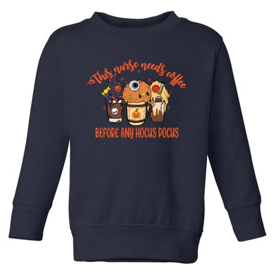 This Nurse Needs Coffee Funny Halloween Graphic Plus Size Toddler Sweatshirt