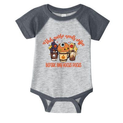 This Nurse Needs Coffee Funny Halloween Graphic Plus Size Infant Baby Jersey Bodysuit