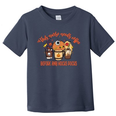 This Nurse Needs Coffee Funny Halloween Graphic Plus Size Toddler T-Shirt