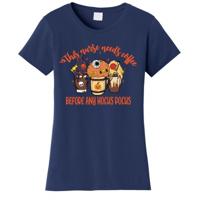 This Nurse Needs Coffee Funny Halloween Graphic Plus Size Women's T-Shirt