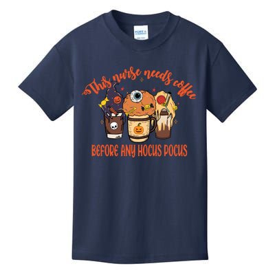 This Nurse Needs Coffee Funny Halloween Graphic Plus Size Kids T-Shirt