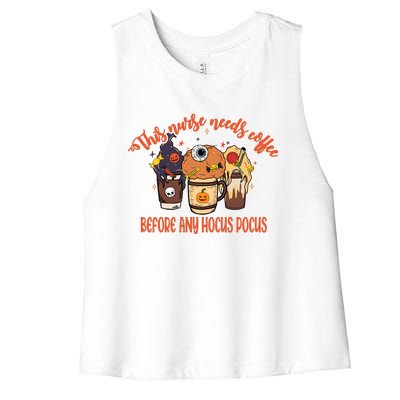 This Nurse Needs Coffee Funny Halloween Graphic Plus Size Women's Racerback Cropped Tank