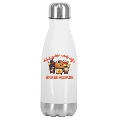 This Nurse Needs Coffee Funny Halloween Graphic Plus Size Stainless Steel Insulated Water Bottle