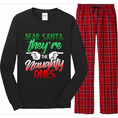 The Naughty Ones Funny Christmas Dear Santa Cute Gift Long Sleeve Pajama Set