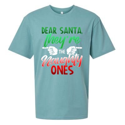 The Naughty Ones Funny Christmas Dear Santa Cute Gift Sueded Cloud Jersey T-Shirt