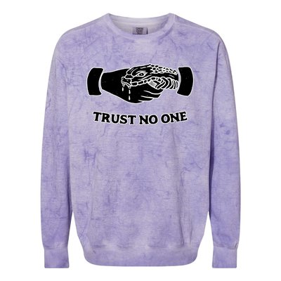 Trust No One Shake Hands With A Snake Colorblast Crewneck Sweatshirt