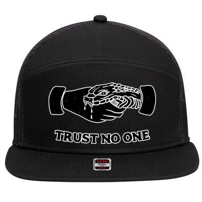 Trust No One Shake Hands With A Snake 7 Panel Mesh Trucker Snapback Hat