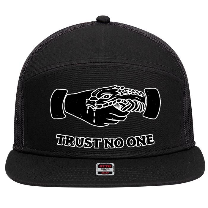 Trust No One Shake Hands With A Snake 7 Panel Mesh Trucker Snapback Hat