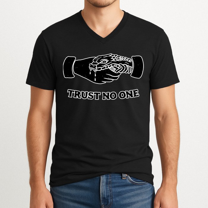 Trust No One Shake Hands With A Snake V-Neck T-Shirt