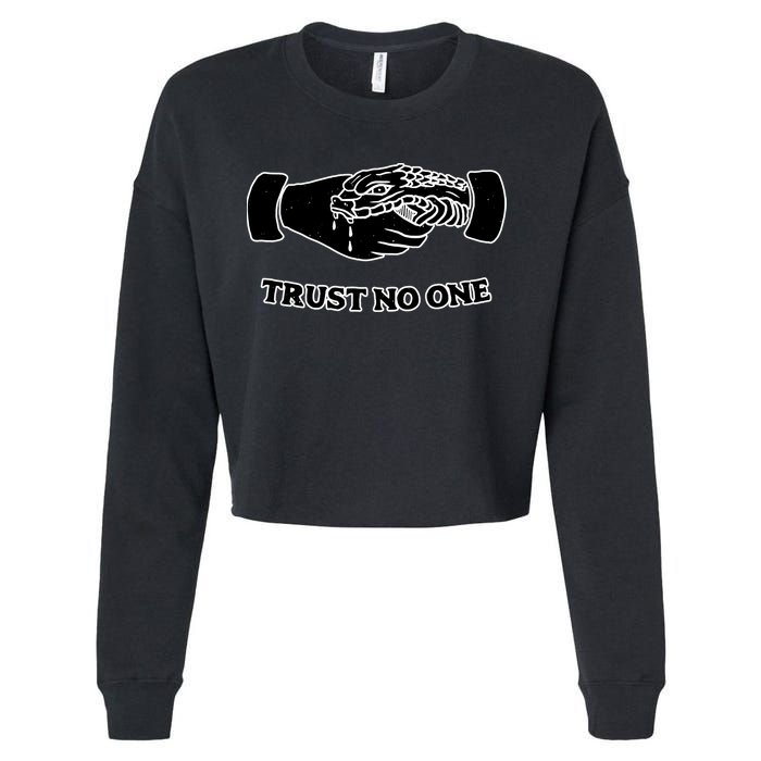 Trust No One Shake Hands With A Snake Cropped Pullover Crew
