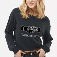 Trust No One Shake Hands With A Snake Cropped Pullover Crew