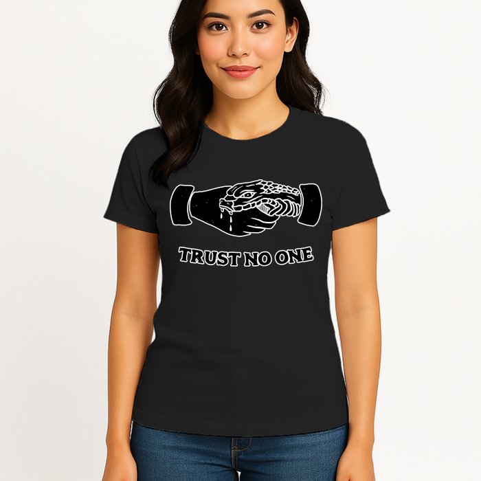 Trust No One Shake Hands With A Snake Womens T-Shirt