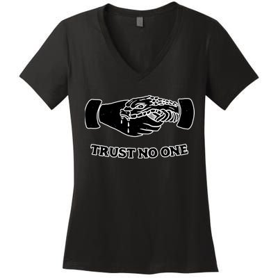 Trust No One Shake Hands With A Snake Women's V-Neck T-Shirt