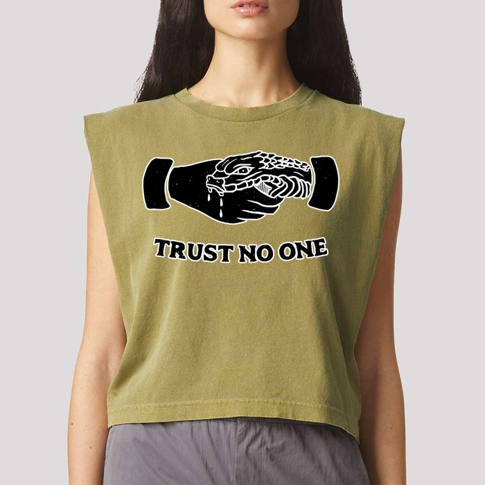 Trust No One Shake Hands With A Snake Garment-Dyed Women's Muscle Tee
