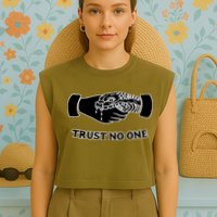 Trust No One Shake Hands With A Snake Garment-Dyed Women's Muscle Tee